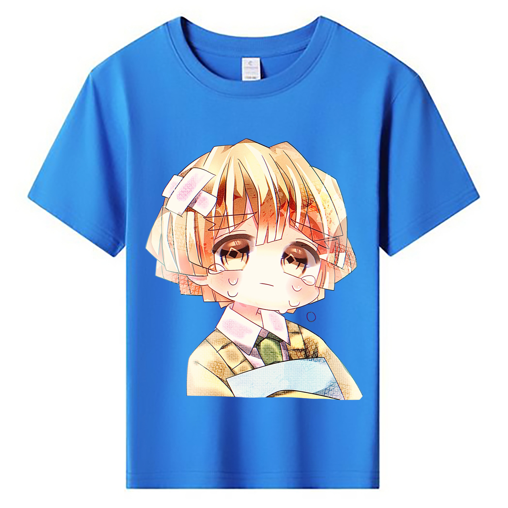 （画像用） 鬼滅の刃（きめつのやいば）我妻 善逸／あがつま ぜんいつ Agatsuma Zenitsu 綿100％キッズTシャツ（フロントプリント）